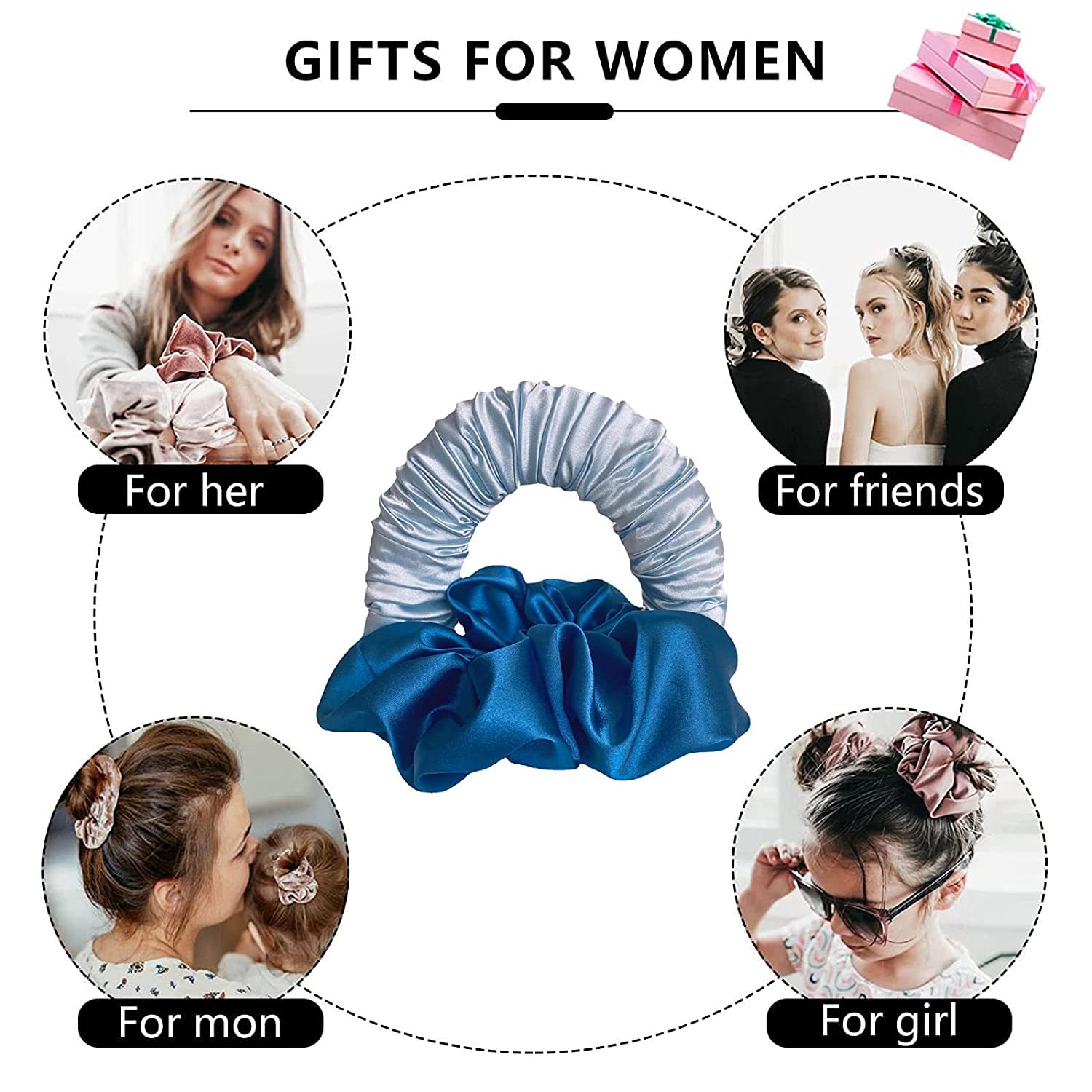 1PC Heatless Curling SilkS Scrunchies Soft Elastic Satin Silk Scrunchies Hair Ties Sleepy Styling Accessories Ponytail Holder