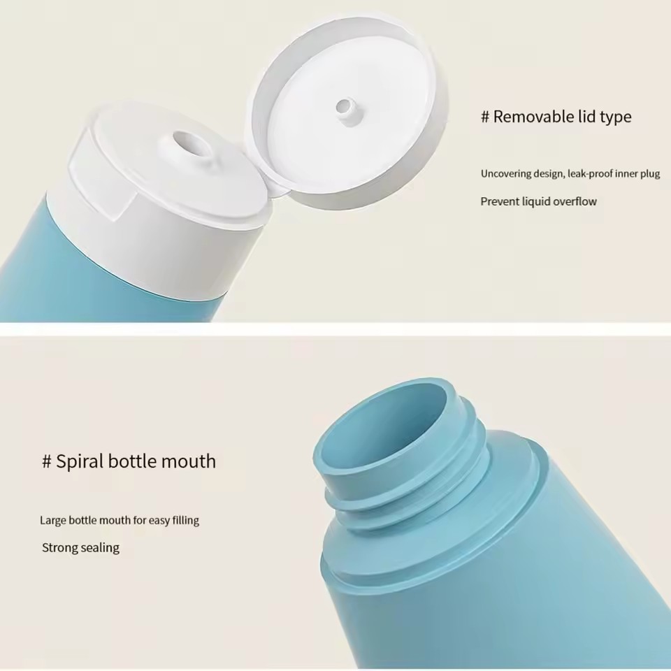 4pcs Morandi - Bottled, Portable Shampoo, Skincare Products, Shower Gel Storage Bottles, Travel Kits, Vacuum Fillers