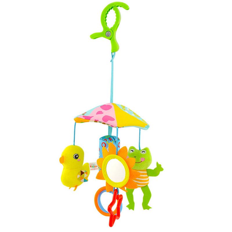Baby Stroller Crib Pram Bed Hanging Toy Accessories Musical Rotating Plush Cartoon Cute Appease Soothing Hand-eye Coordination