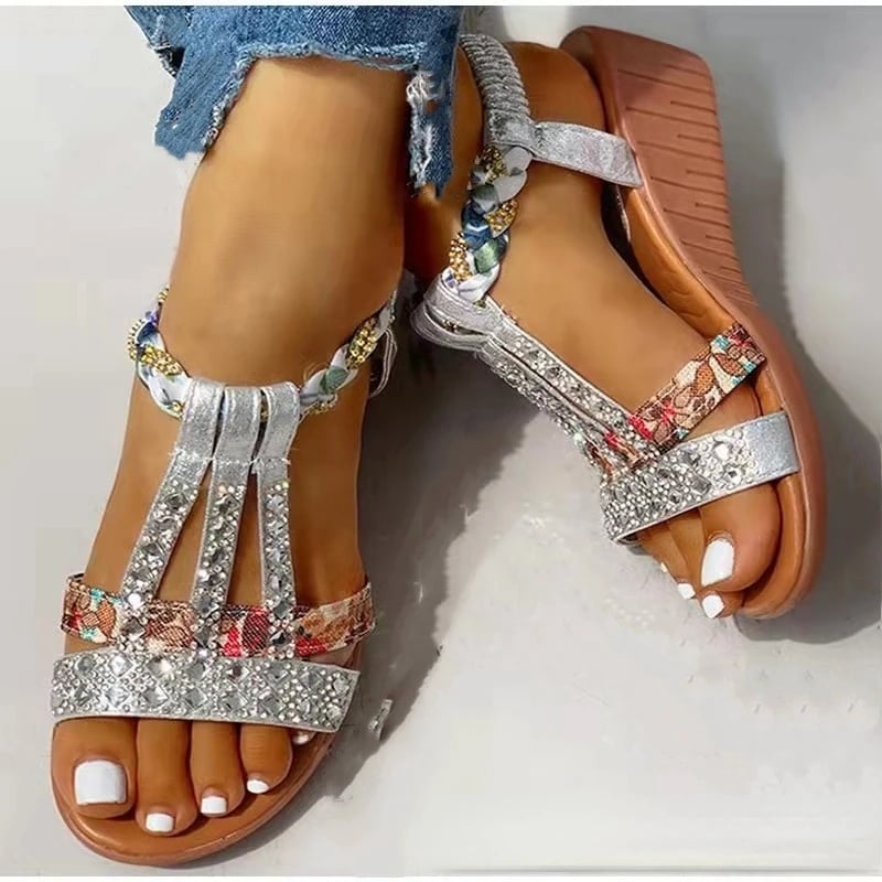 Women's Sandals Summer Bohemia Platform Wedges Shoes Crystal Gladiator Rome Woman Beach Shoes