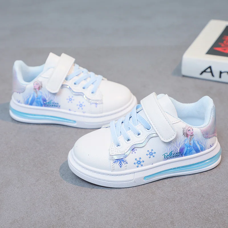 Four Seasons Children's Shoes Soft Bottom Fashion Leather Kids Flat Sneakers Cartoon Princess Girls Casual Sports Running Shoes