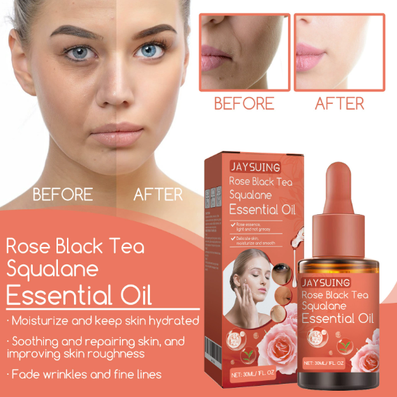Rose Black Tea Squalane Facial Smooth Serum Anti Wrinkles Repairing Skin Anti-Oxidation Improve Dullness Lightening Face Essence