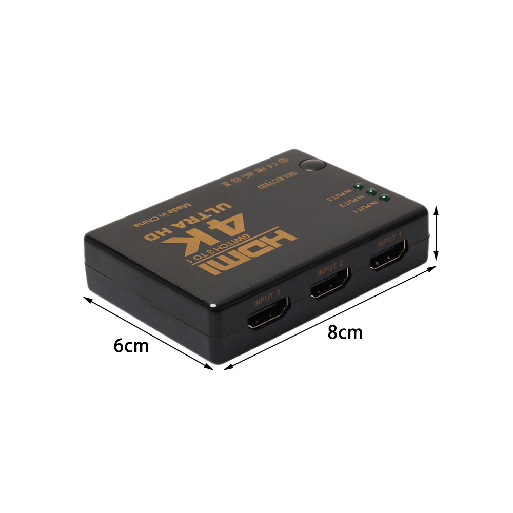 4K 2K 3x1 HDMI Cable Splitter HD 1080P Video Switcher Adapter 3 Input 1 Output Port HDMI Hub for Xbox PS4 DVD HDTV PC Laptop TV
