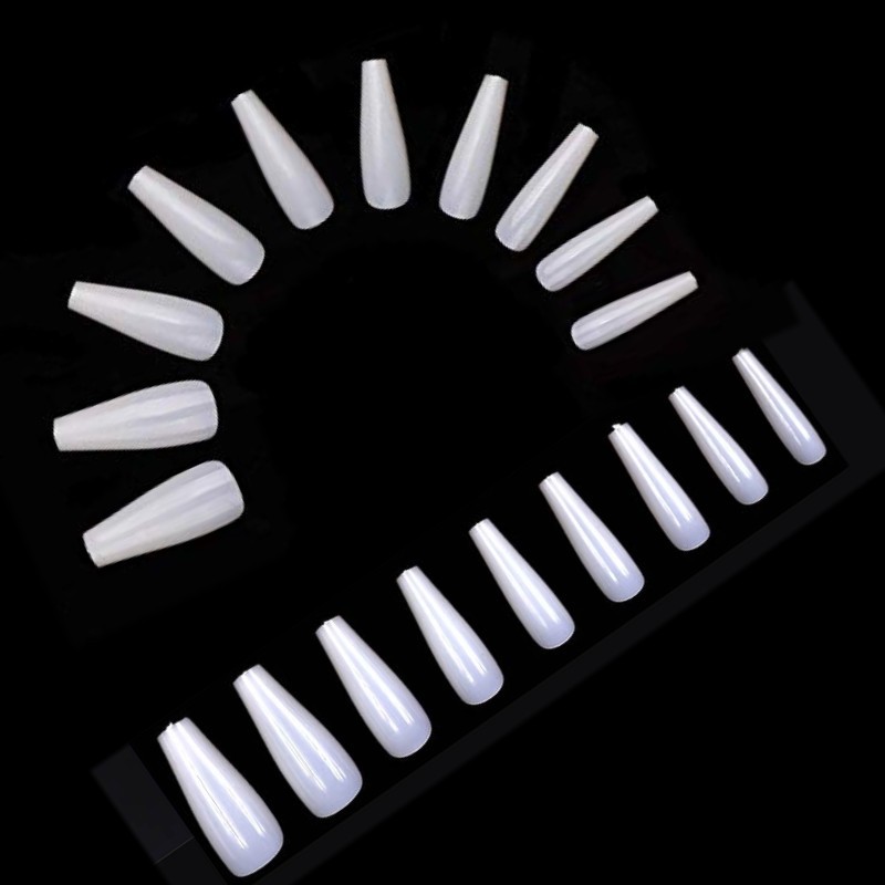 New 100pcs Professional Fake Nail Long Ballerina Coffin Square Almond Full Cover French Acrylic False Nail Tips 10 Sizes