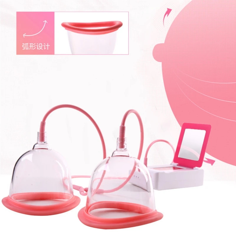 Double Cups Breast Enlargement Electro Sex Nipple Sucker, Vacuum Breast Pump Nipple Stimulator
