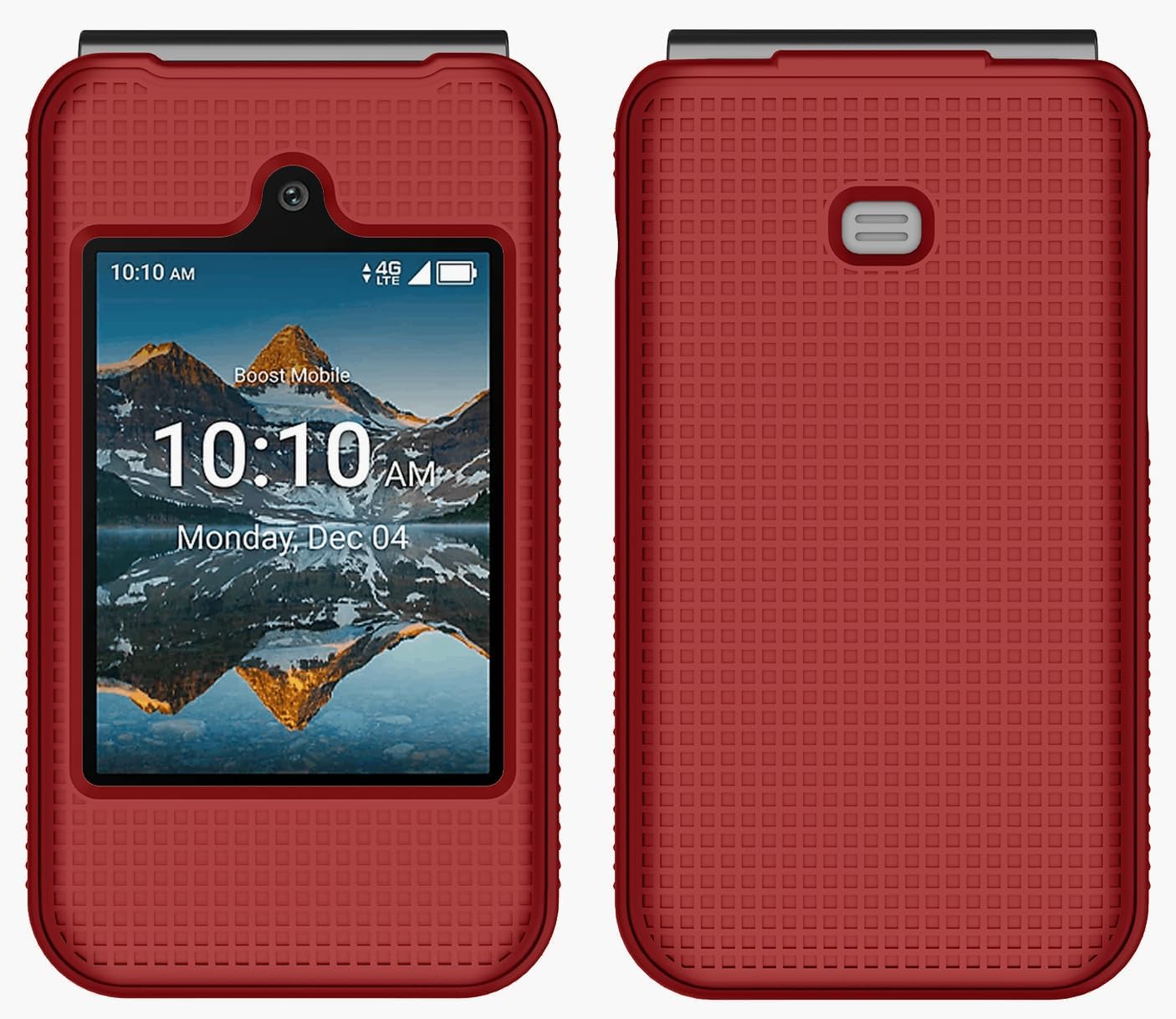 Nakedcellphone Case for Consumer Cellular Iris Easy Flip Phone/Boost Mobile Summit Flip 4G, Slim Hard Shell Protector Cover [Anti-Fingerprint, Grid Te