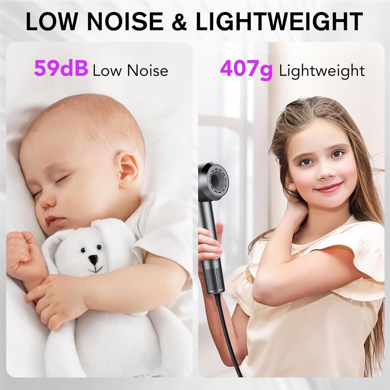 aowoka Hair Dryer, 160000 RPM Professional High Speed Ionic Blow Dryer 500 Million Negative Ions & Heat-Control & Low Noise Hairdryer for Faster Dryin
