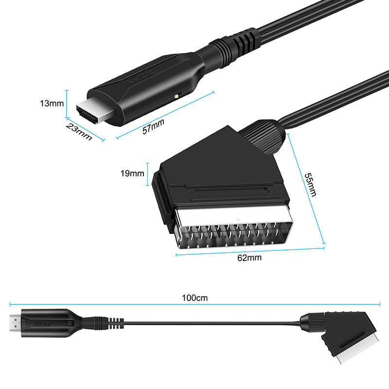 2023 new SCART to HDMI cable with a length of 1m, direct connection and convenient conversion cable