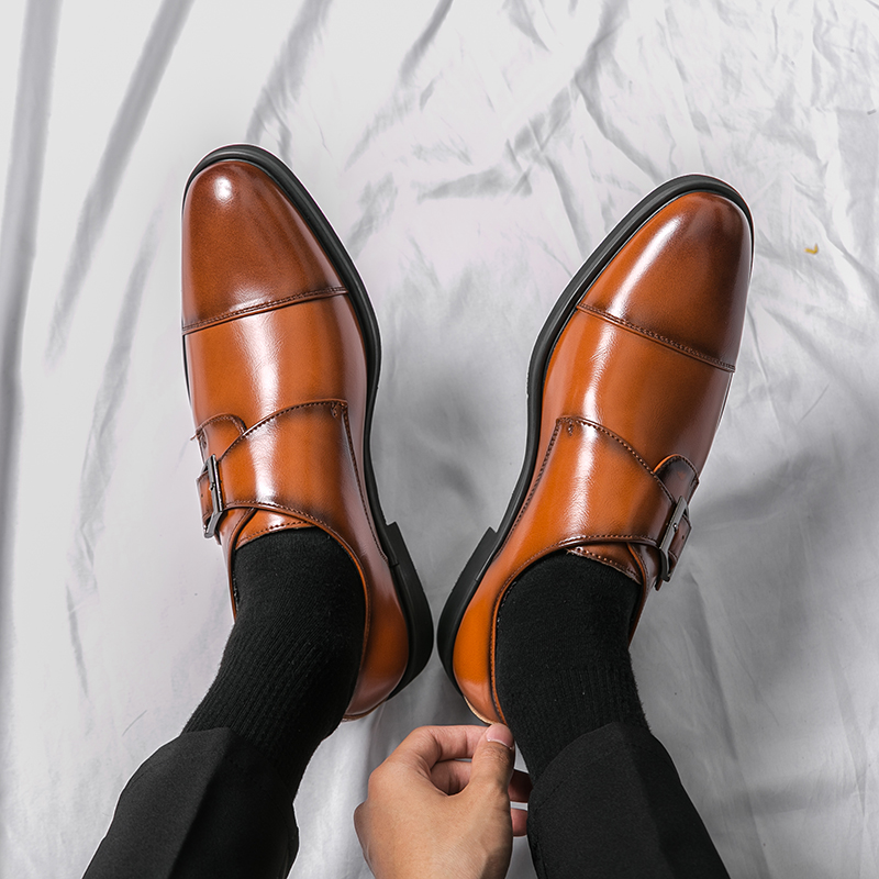 Men Casual Handmade Shoes Brock Oxford Retro Moccasins Men Classic Business Office Formal Boos Shoes Buckle Wedding Shoes