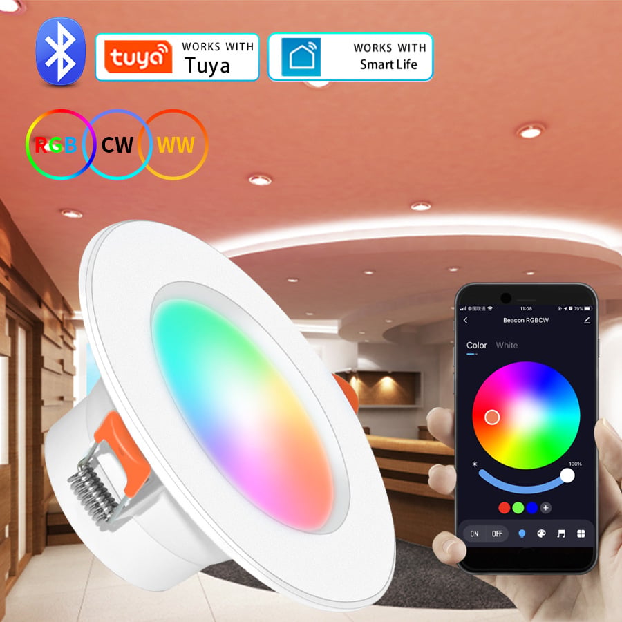 Tuya Graffiti Bluetooth Intelligent Downlight Alexa Voice Control Full Color Dimming RGBCW Google Speaker Fifth Street Light