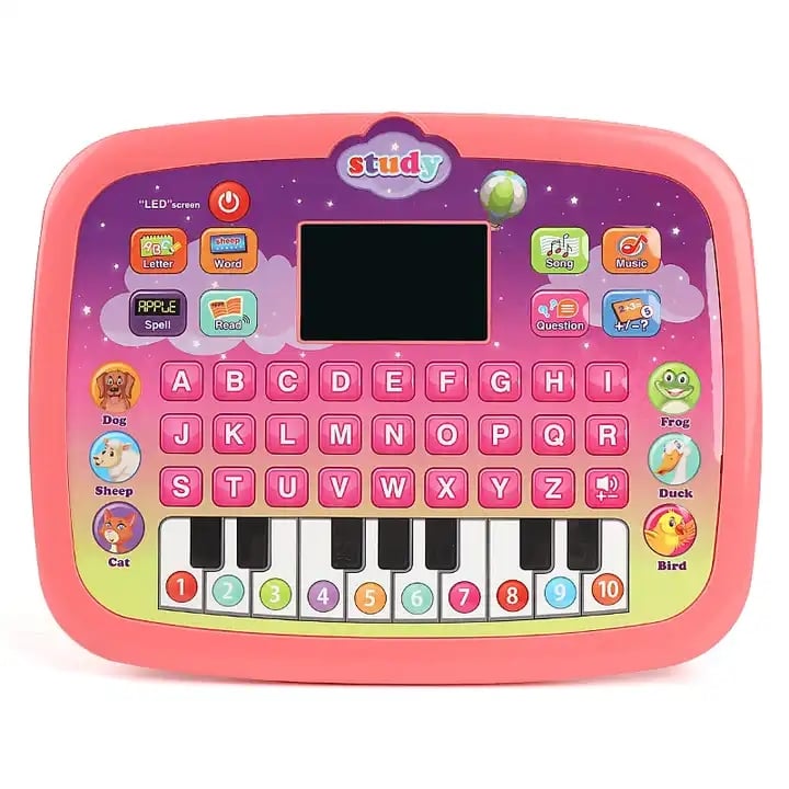 Educational Plastic Toys English Led Screen Lighting Learning Laptop Toys Learning Machine For Kids