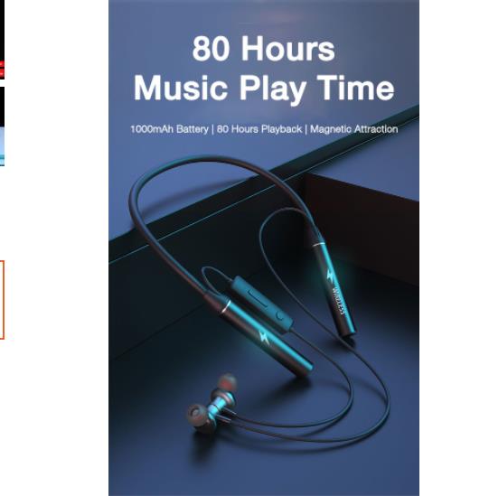 100 Hours Endurance Bluetooth Headphone Bass Wireless Headphones with Mic Stereo Neckband Earphones Sport Headset TF Card