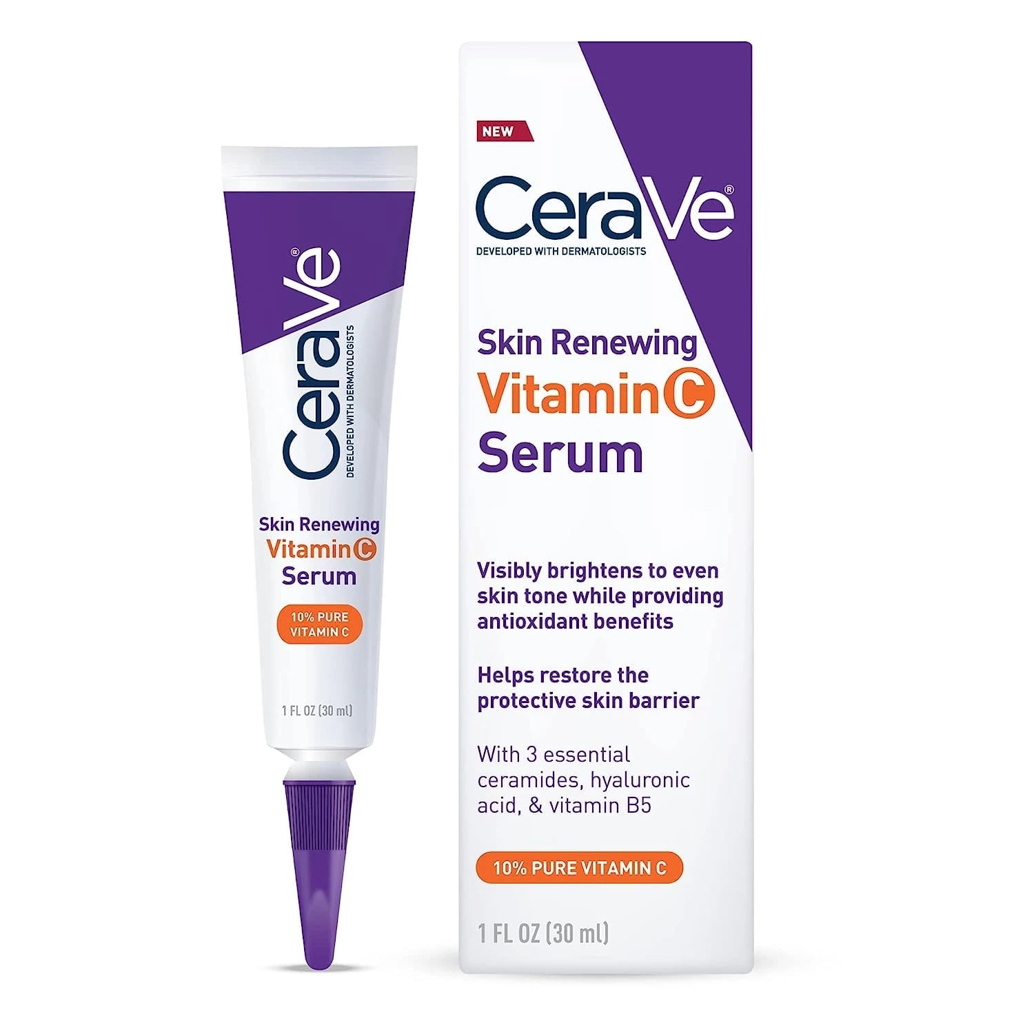 30ml CeraVe Skin Moisturizing Vitamin C Serum With Hyaluronic Acid Whitening Brighten Tone Repair Skin Barrier Renewing Essence