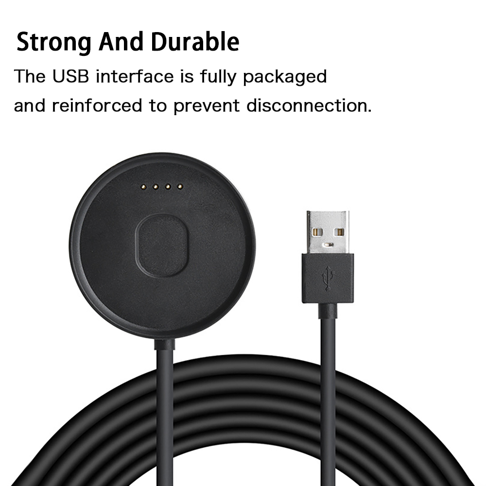 For Ticwatch E2 / S2 USB Magnetic Adsorption Portable Power Charger Cable Adapter Fast Charging Dock Smart Watch Accessories Bla