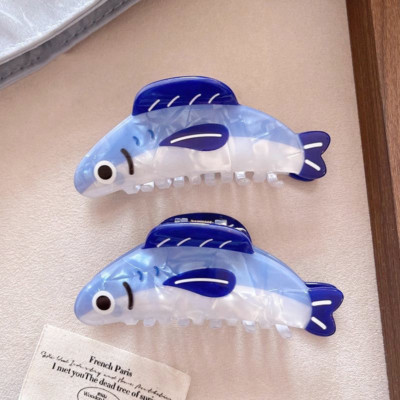 1Pcs Creative Ocean Sardine Hair Clip Cute Shark Texture Ponytail Holder Female Hair Ornament Clip