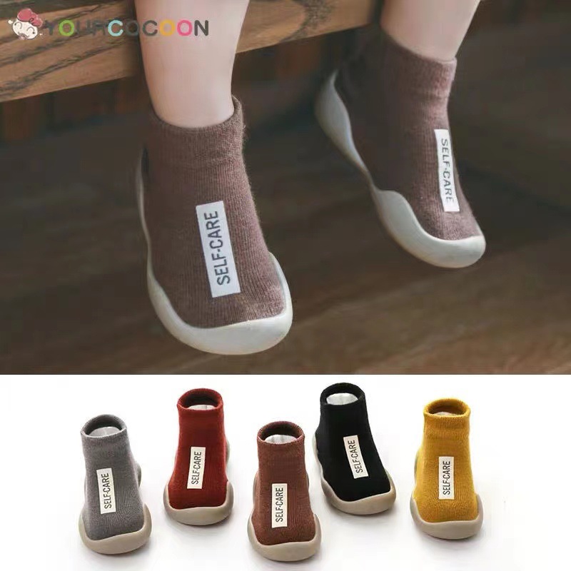 Children Anti-slip Shoes Newborn Baby Toddler Girls Cotton Non-slip Floor Socks Infant Boys Rubber Sole Cartoon Indoor Sneakers