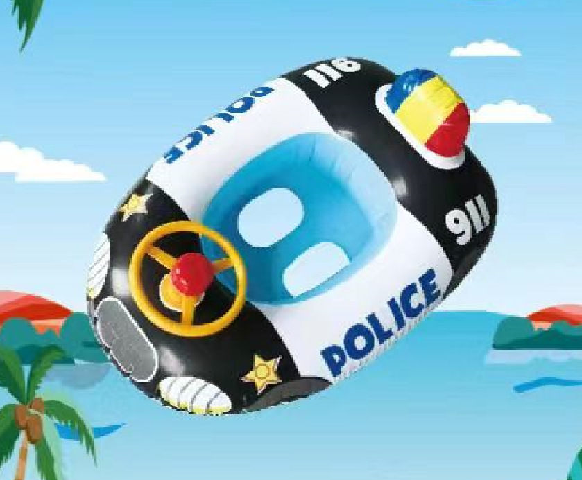 Baby Swimming Pool Float, Cute Car Design Kids Toddler Inflatable Summer Beach Floatie Boat Swim Tube Ring with Handles Safety