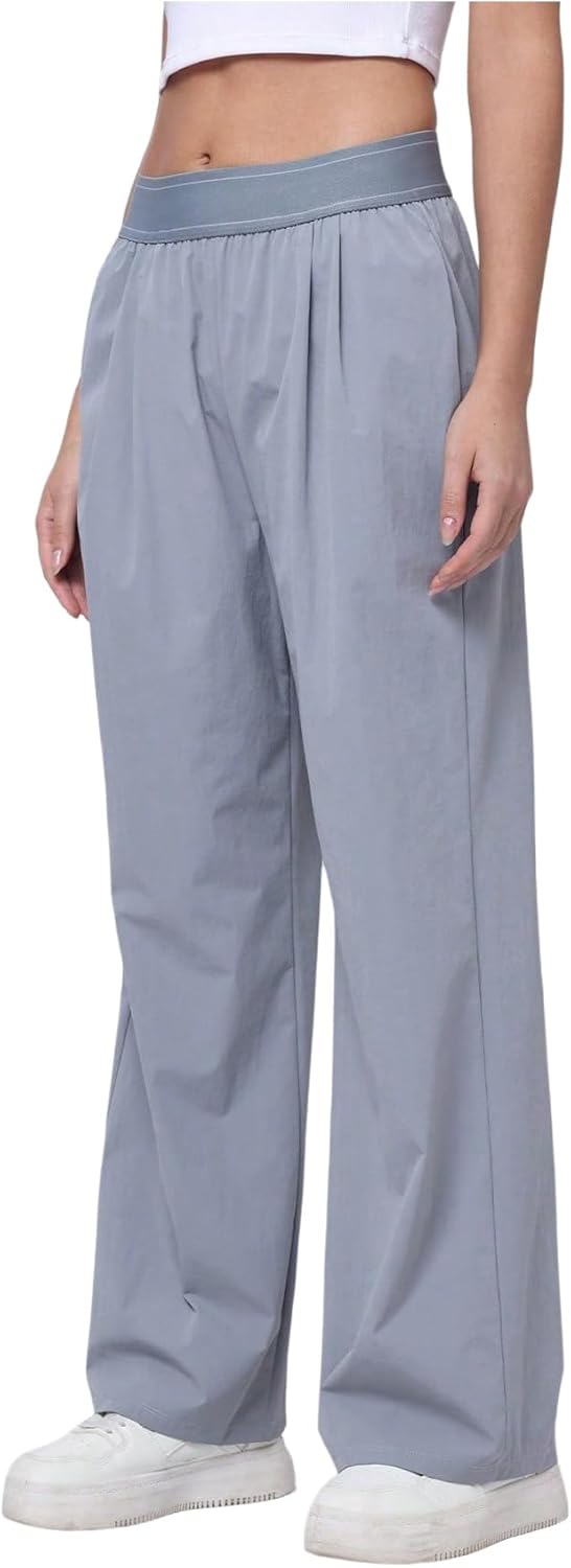 SOLY HUX Women's Lightweight Straight Leg Pants Elastic High Waisted Workout Yoga Casual Trousers with Pockets