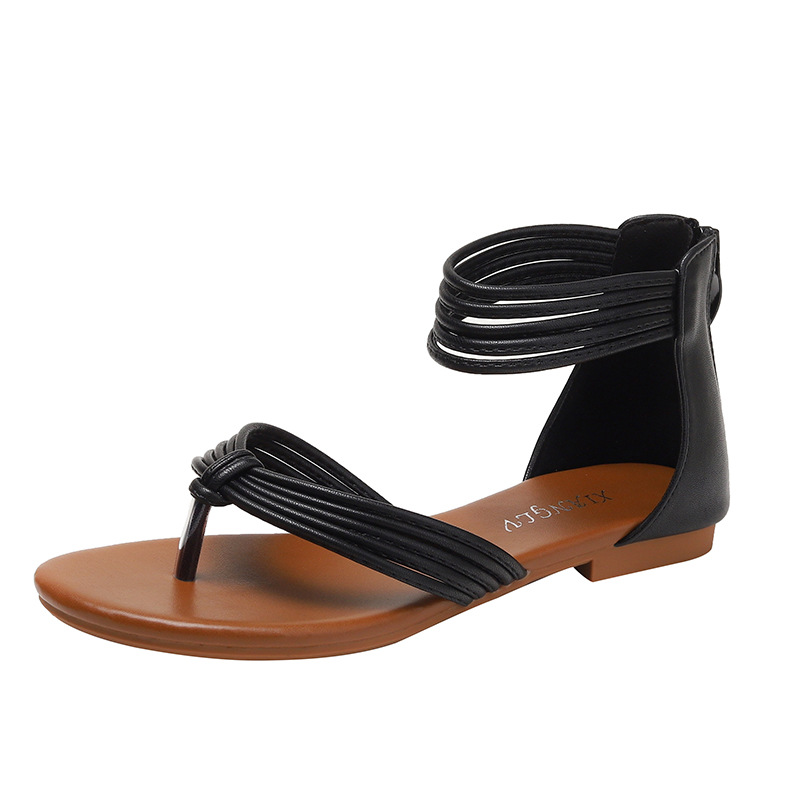 Women's Sandals New Women's Casual Strap Flat Bottom Versatile Beach Vacation Caligae Shoes