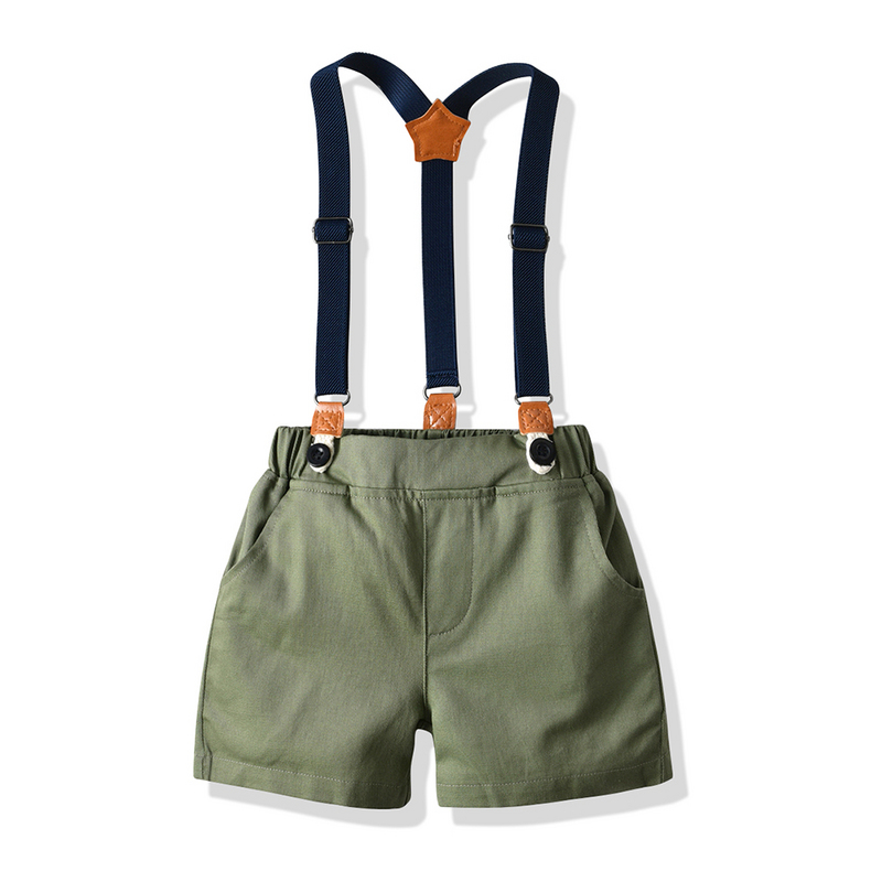 Top and top Summer Kids Boys Gentleman Clothes Set Children Boys Casual Clothing Sets Short Sleeve Bowtie Shirt+Overalls Suits