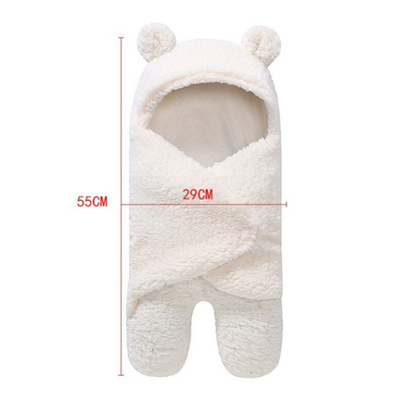 Polar Fleece Fabric Infant Baby Boy Girl Swaddle Sleeping Wrap Blanket Photo Prop Little Ear Hoodie Warm Blanket Bear Outfits