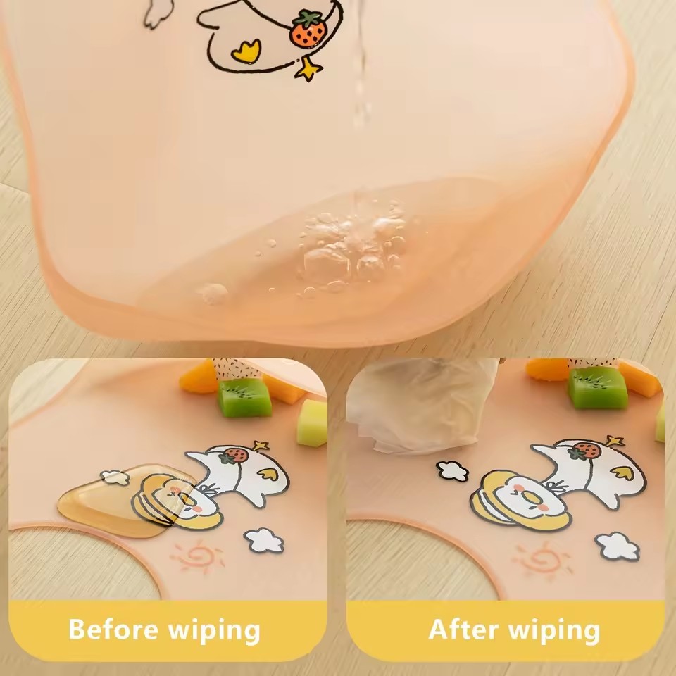 Waterproof Baby Bibs Baby Stuff Cute Cartoon Animal Printed Kids Bib Girl Boy Adjustable Soft Silicone Bib Baby Feeding Stuff