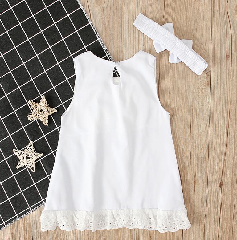 baby summer girls sleeveless bowknot skirt two-piece kids dress