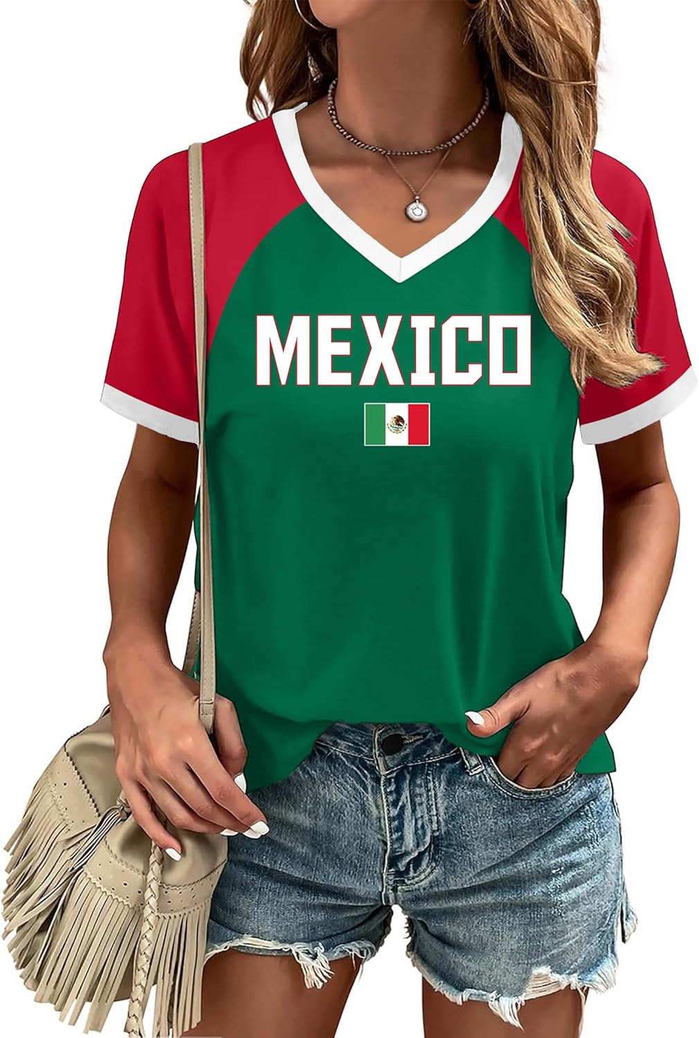 LAZYCHILD Mexico Shirts for Women Mexican Graphic T-Shirts Mexico Flag Print Casual Short Sleeve Tops