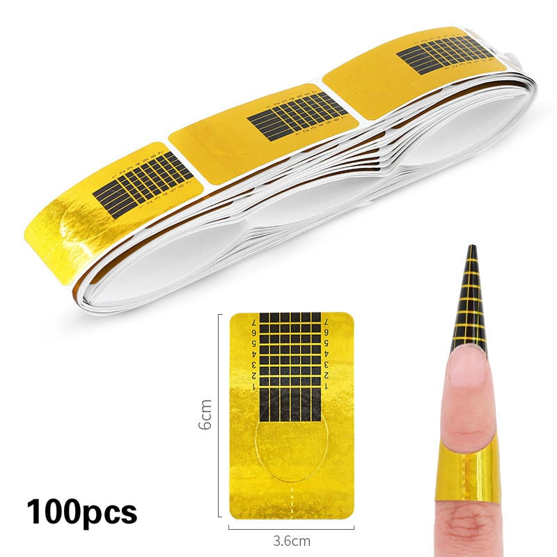 100pcs/set French Nail Form Tips Acrylic Uv Gel Extension Curl Form Builder Gel Sticker Art Guide Mold Manicure Stencil