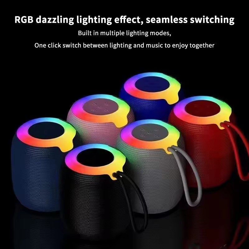ireless Bluetooth Speaker Waterproof RGB Color Light Stereo Sound Effect Bass Charging Portable Speaker