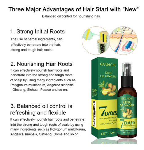 Ginger Oil Hair Booster Serum Spray Nourish Scalp Hair Follicles Refresh Control Oil Strengthen Hair Roots Nutrient Solution