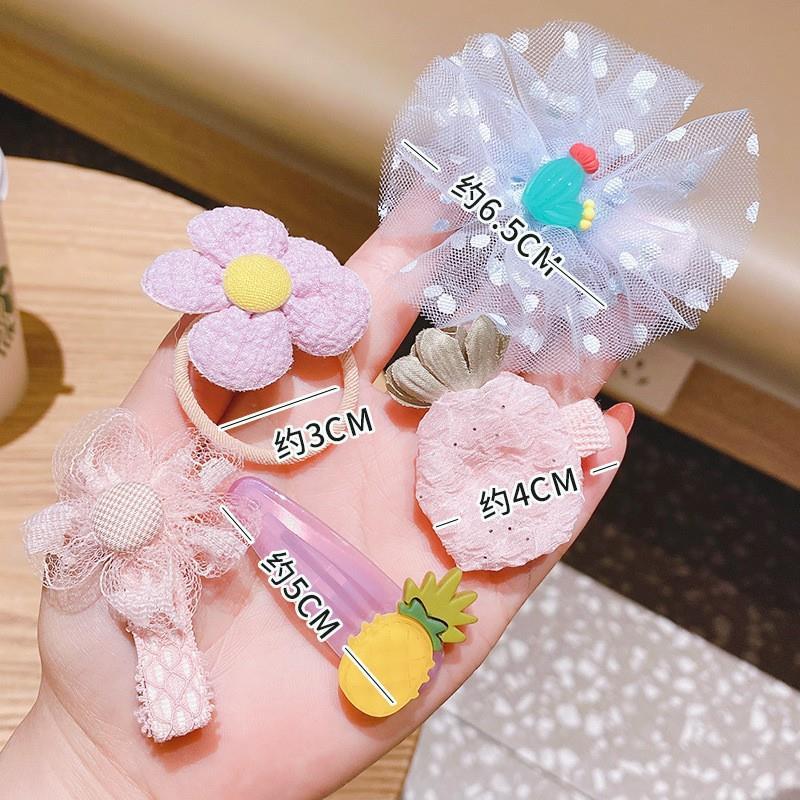 10-Piece Set] Children's Rubber Band Elastic Good Flower Baby Hair Ring Little Girl Mesh Bow Head Rope