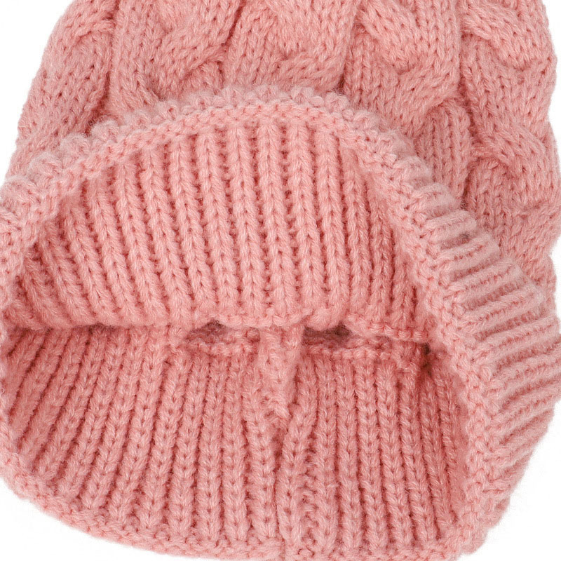 Double hair ball cute 1-4 year old children's knitted hat for autumn and winter new style cotton warm baby hat hood cap