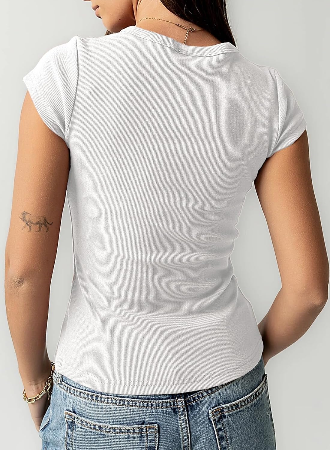 Sidefeel Summer Tops for Women 2026 Cap Sleeve Ribbed Button Down Crewneck Slim Fitted Cute Going Out Tops