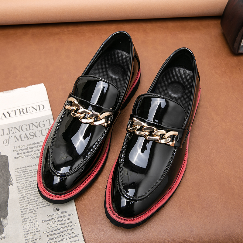 High-end Black Leather Shoes Italian Luxury Brand Loafers Men's Slip-on Leather Casual Shoes Business Thick-soled Comfortable