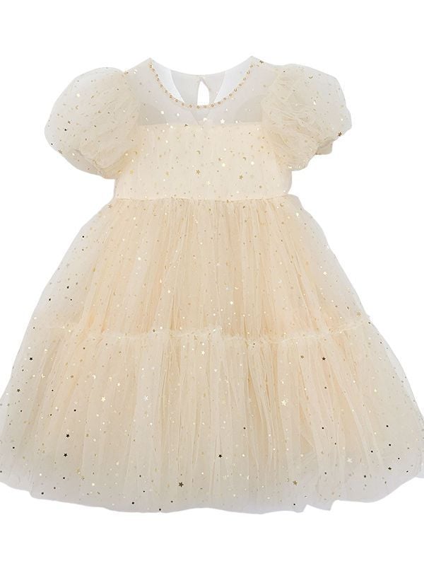 1pcSummer Kids Girls' Dress Baby Temperament Princess Dress Cute Sweet Children's Dress Westernized Dreamy Yarn Dress