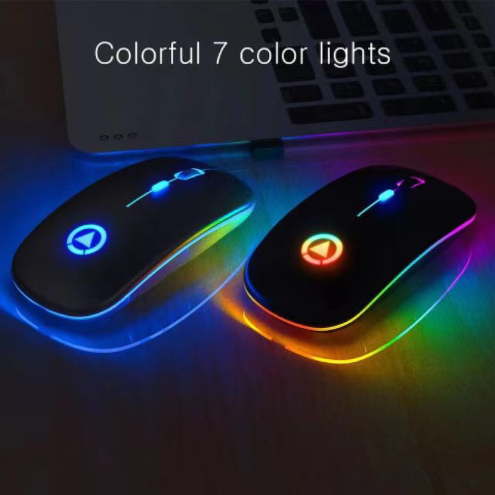 Wireless Mouse RGB Rechargeable Mouse Wireless Computer Mute Mouse LED Backlit Gaming Office Mouse Laptop Accessories