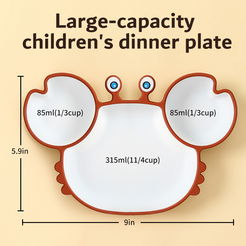 Baby Bowls Plates Spoons Silicone Suction Food Tableware BPA Free Non-Slip Baby Dishes Crab Food Feeding Bowl for Kids