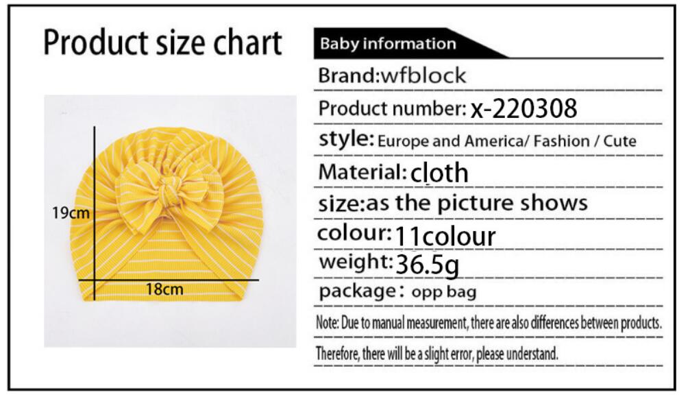 New baby cap newborn baby cap striped bow cap