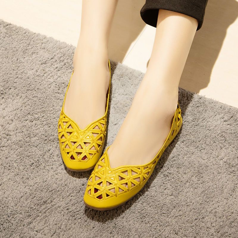 Women's Summer Square Toe Multifunctional Casual Hollow Flat Shoes, Comfortable and Lightweight Sandals