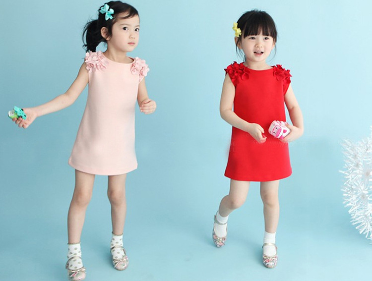 Cherubear girls clothing baby children round neck flower vest dress