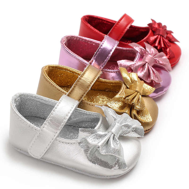 Cute Spring Newborn Golden Baby Shoes Non Slip Cloth Bottom Girl Shoes Elegant Breathable Casual Baby First Walking Shoes
