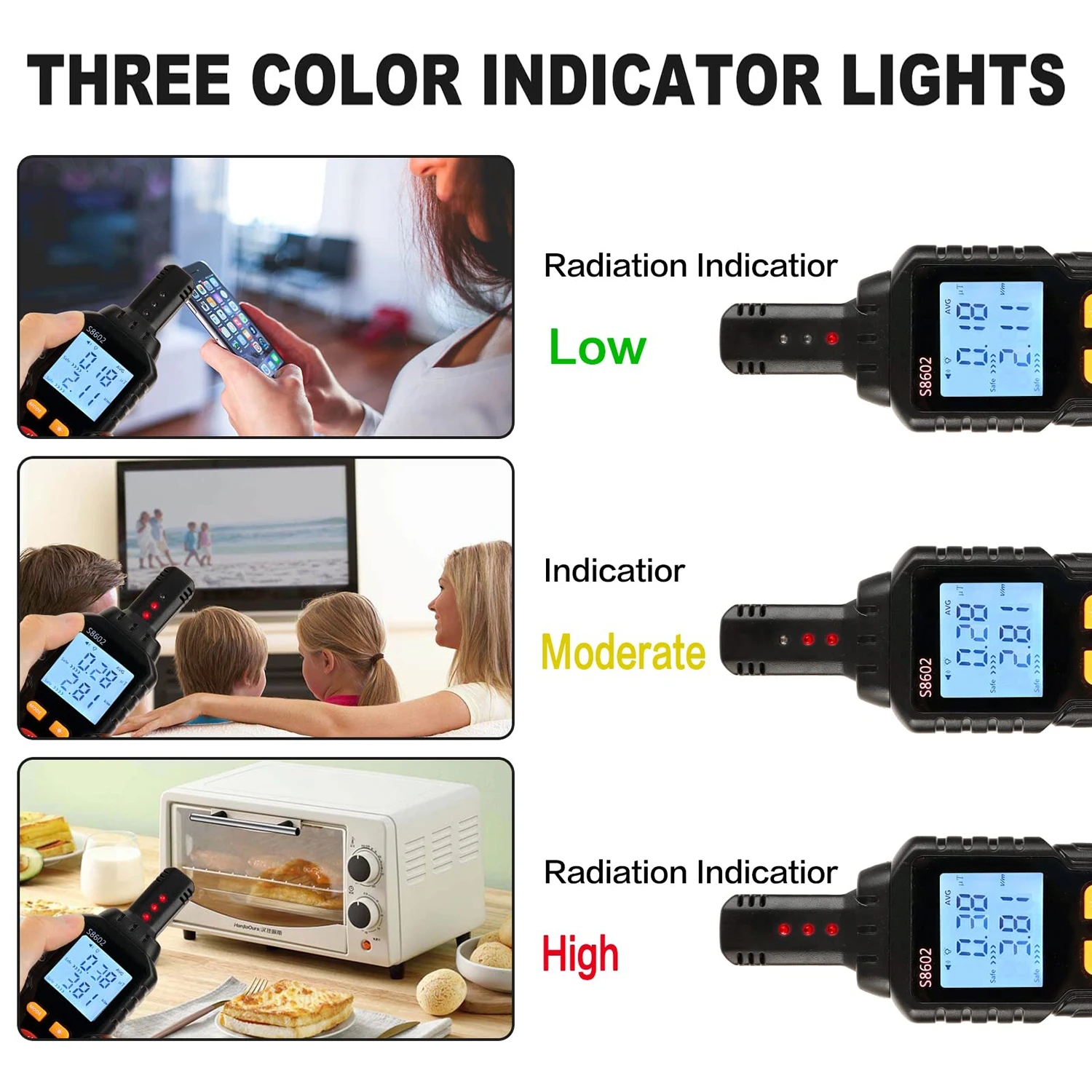 Portable Electromagnetic Field Radiation Detector 3 in 1 EMF Meter EMF Detector for Ghost Hunting Equipmetent