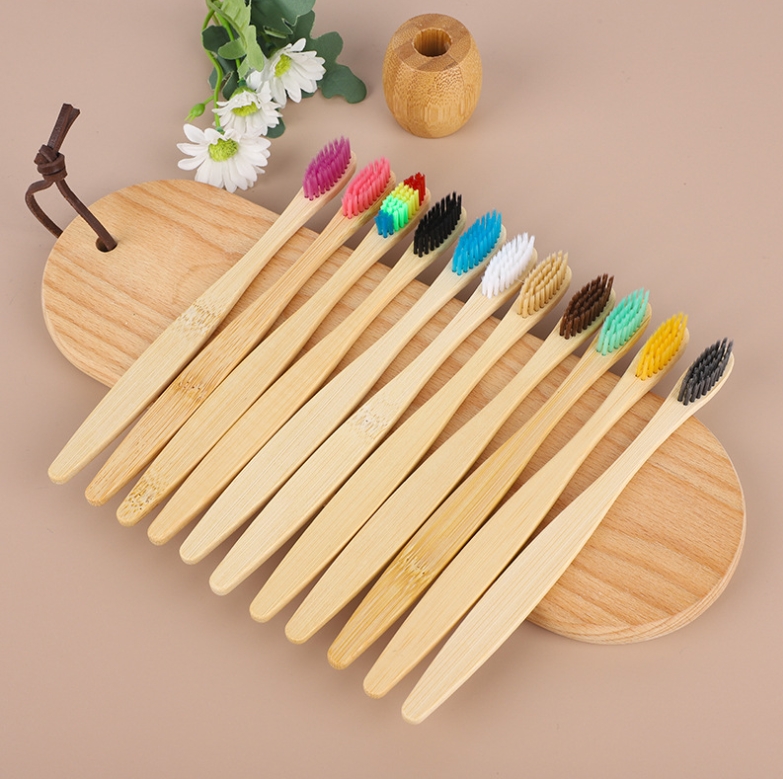 10Pcs Bamboo Biodegradable Toothbrush Manual Wooden HandleToothbrushes With Soft Bristles For Sensitive Teeth Gums Oral Care