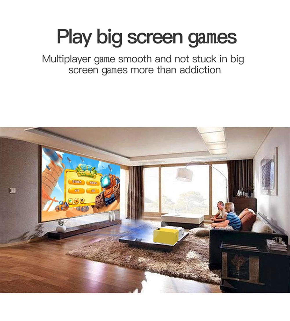 Salange J9Pro Mini Projector LED Home Media Player Audio Portable Proyectors 480x360 Pixels Supports 1080P HDMI USB Video Beamer