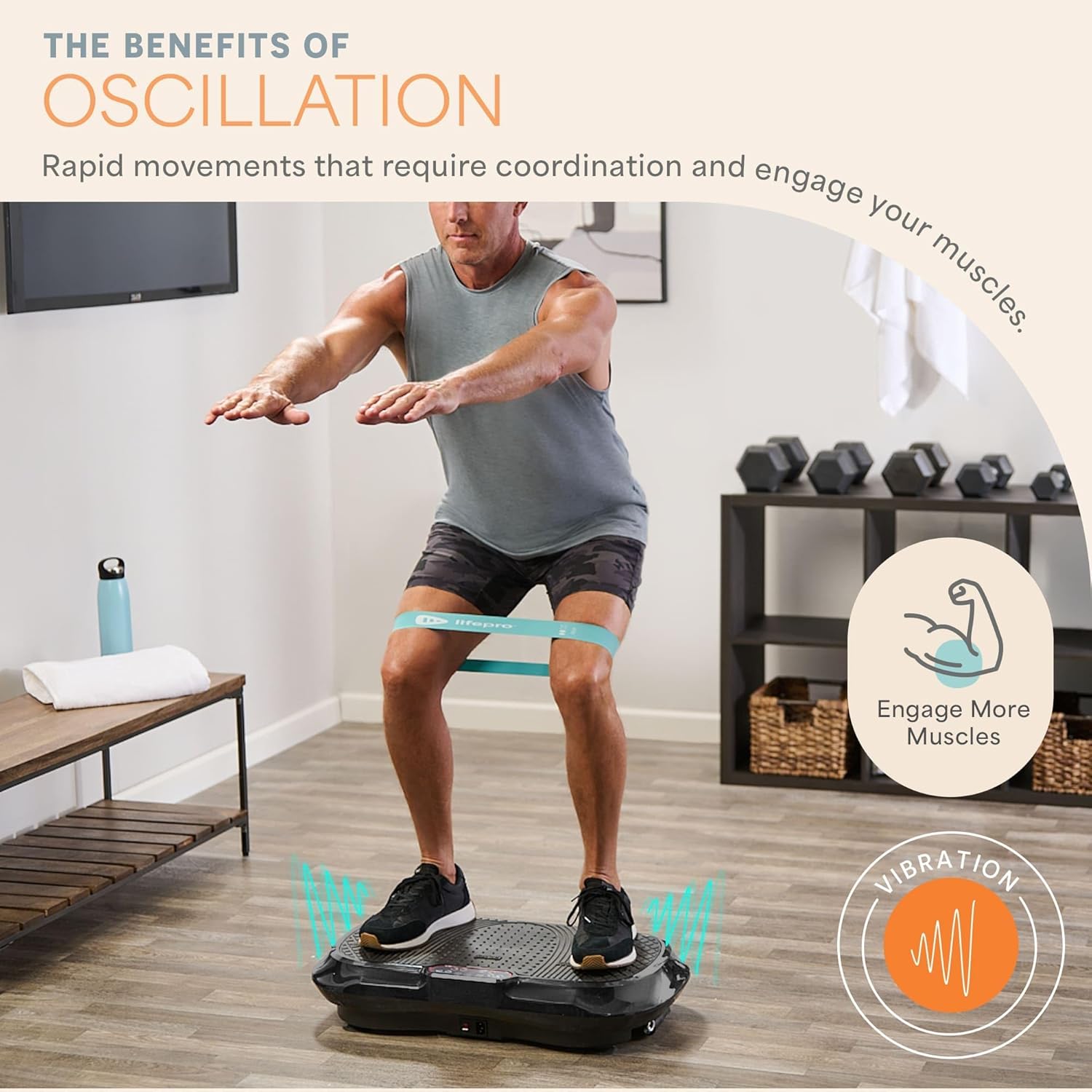 Lifepro Waver Vibration Plate Exercise Machine – High-Intensity Vibration Plate for Lymphatic Drainage – Full-Body Workout Vibrating Platform with Loo