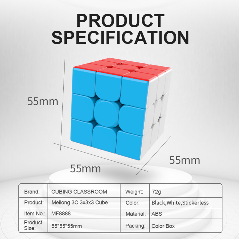 Moyu Cubing Classroom Meilong 3/3C 3x3 Magic Stickerless 3 Layers Speed Cube Professional Puzzle Toys For Children