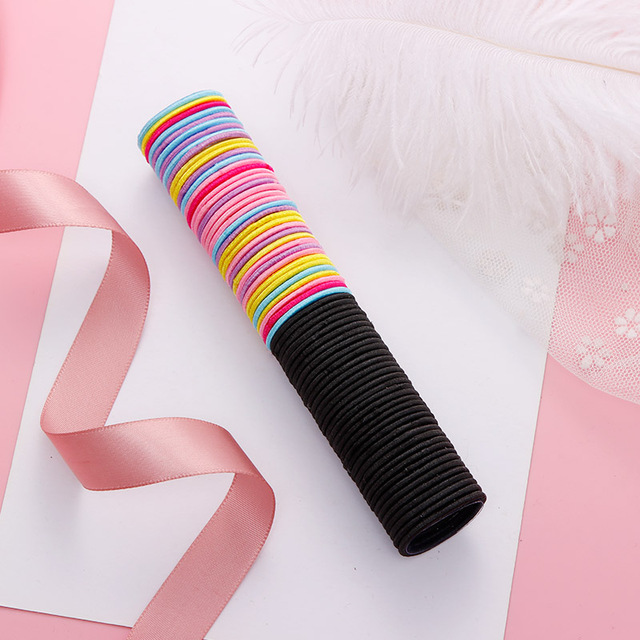 100PCS/ New Girls Cute Colorful Basic Elastic Hair Bands Tie Gum Scrunchie Ring Rubber Fashion Hair Accessories