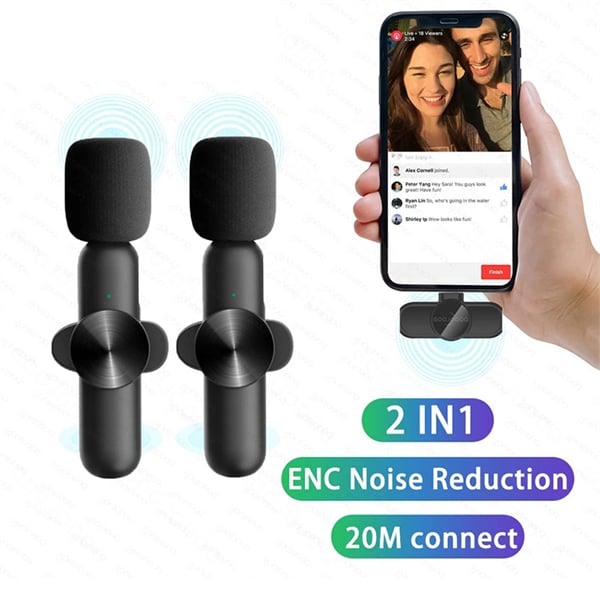 iPhone Android Wireless Lavalier Microphone Portable Audio Video Recording Mini Mic for iPhone Android Phone Microfonoe
