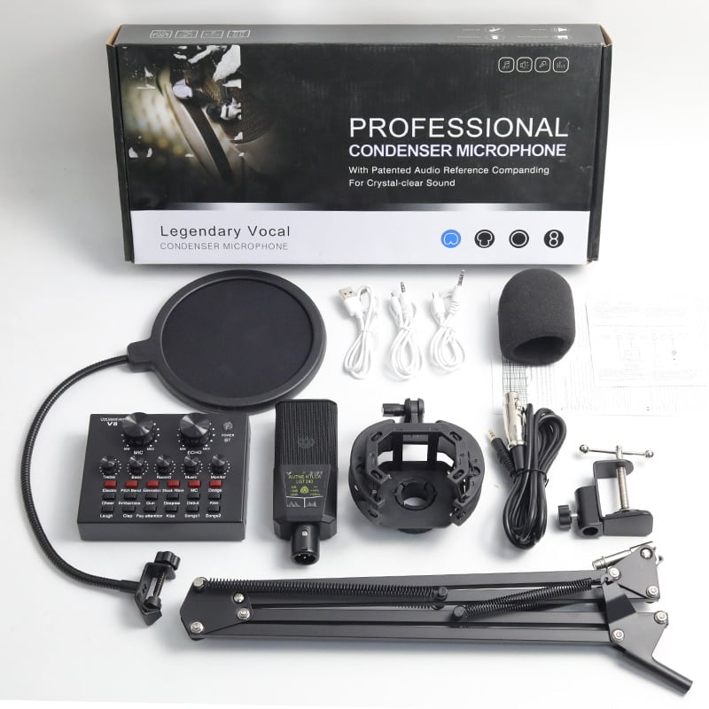 BM800+V8 live broadcast equipment professional condenser microphone microphone V8 boom recording studio equipment